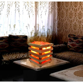 Himalayan Rock Salt Lamp Wooden Basket for Positive Energy