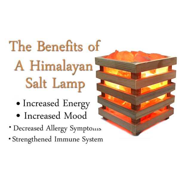 Himalayan Rock Salt Lamp Wooden Basket for Positive Energy