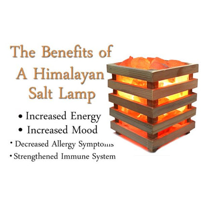 Himalayan Rock Salt Lamp Wooden Basket for Positive Energy