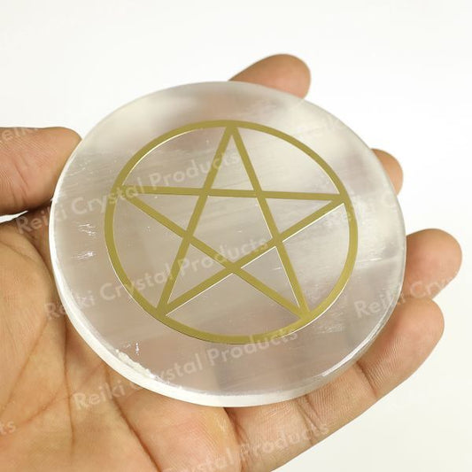 Selenite Star Symbal Charging Plate for Reiki Crystal Cleansing Size 7.6 cm (3 inch)
