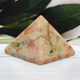 Reiki energized Sunstone pyramid for motivation and focus