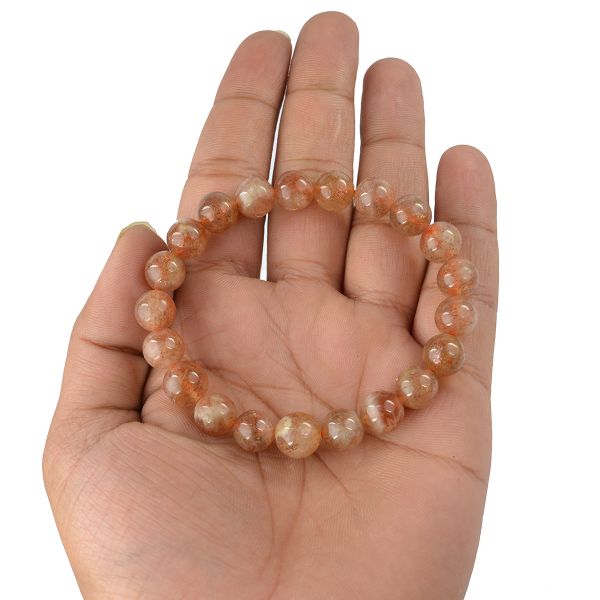 Sunstone 10 mm Round Bead Bracelet