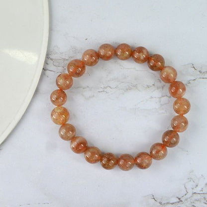 Sunstone 10 mm Round Bead Bracelet