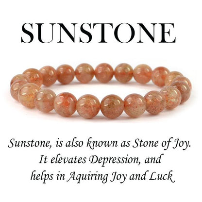 Sunstone 10 mm Round Bead Bracelet
