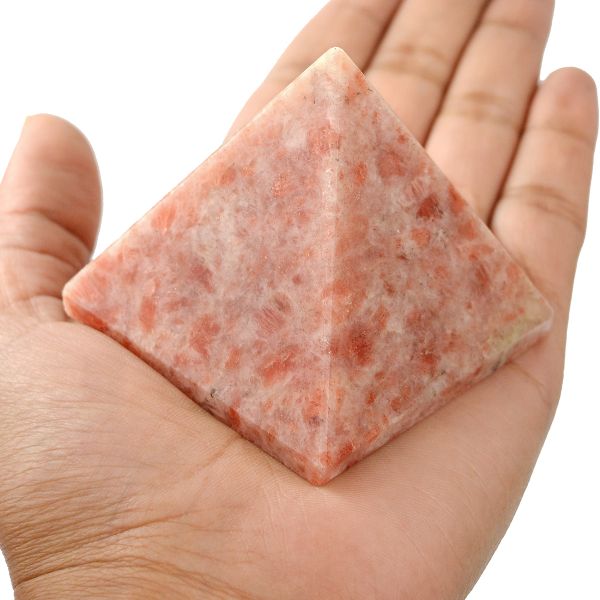 Natural Sunstone pyramid 50-55mm Reiki charged for confidence