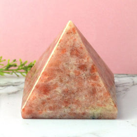 Reiki energized Sunstone pyramid for motivation and focus
