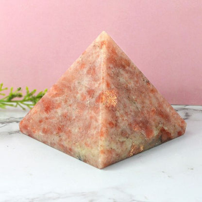Sunstone pyramid crystal for confidence and personal strength