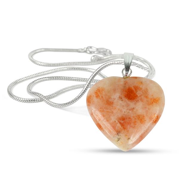 Natural Crystal Stone Heart Shape Pendant/Locket Size 25-30 mm with Metal Chain