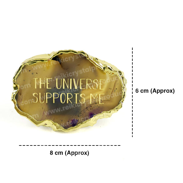 Crystal Stone Agate The Universe Supports Me Symbol Sileces & Coaster for Table Decoration