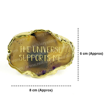 Crystal Stone Agate The Universe Supports Me Symbol Sileces & Coaster for Table Decoration