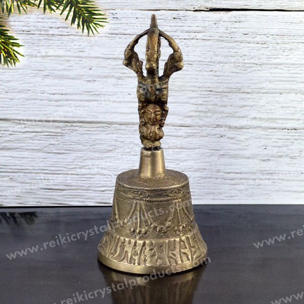 Spiritual Brass Tibetan Singing Bell with Wooden Stick Size 11.4 cm (4.5 inch)