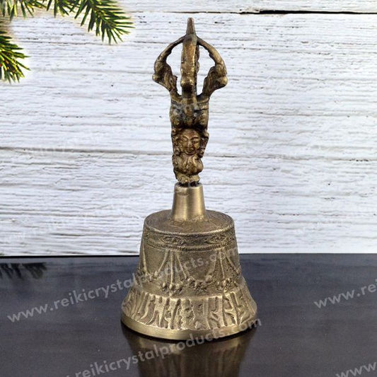 Spiritual Brass Tibetan Singing Bell with Wooden Stick Size 11.4 cm (4.5 inch)