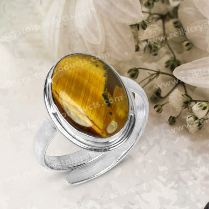 Natural Original Crystal Stone Adjustable Ring for Unisex