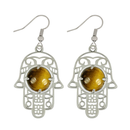 Crystal Stone Hamsa Shape Earrings for Girls Women