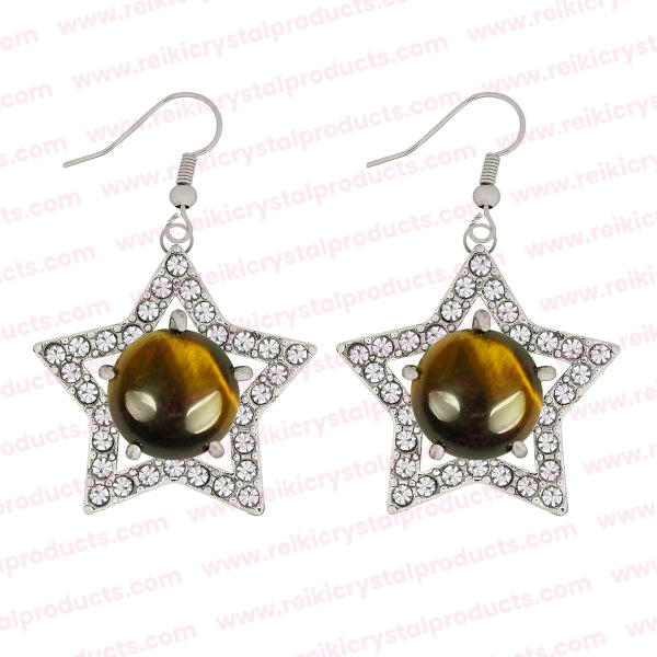 Natural Crystal Stone Star Shape Earrings for Girls Women