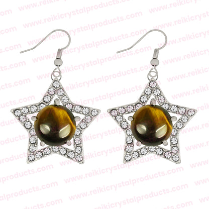 Natural Crystal Stone Star Shape Earrings for Girls Women