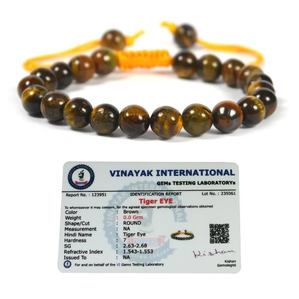 Certified Natural Single Line Stone Macrame Nylon Cord Adjustable 8 mm Bracelet for Unisex