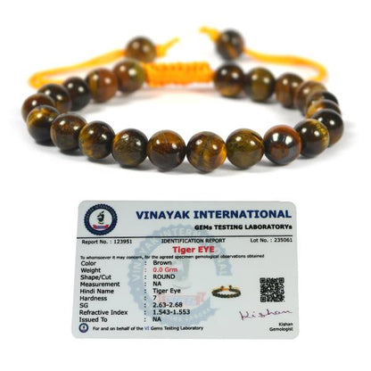 Certified Natural Single Line Stone Macrame Nylon Cord Adjustable 8 mm Bracelet for Unisex