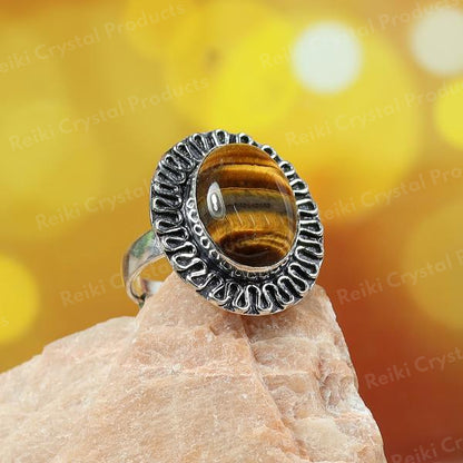 Natural Original Crystal Stone Adjustable Ring