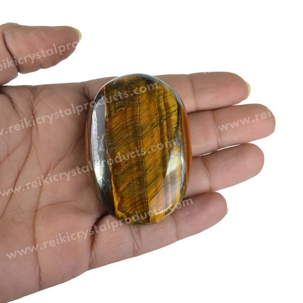 Tiger Eye Healing Crystal Palm Stone Polished
