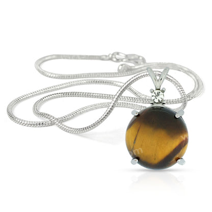 Natural Crystal Stone Round Shape Pendant - Locket with Metal Chain