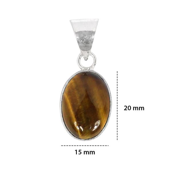 Natural Tiger Eye Oval Shape Pendant Locket with Metal Chain for Unisex