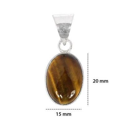 Natural Tiger Eye Oval Shape Pendant Locket with Metal Chain for Unisex
