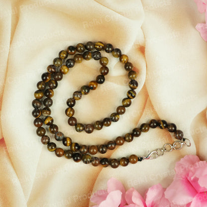 Natural Crystal Stone 6 mm Round Bead Necklace Mala for Girls & Women