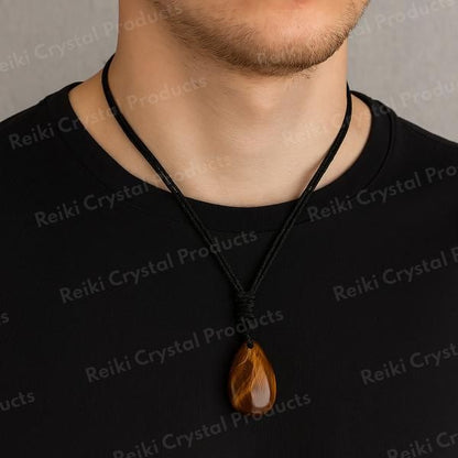 Natural Crytal Stone Drop Shape Pendant with Thrad for Unisex