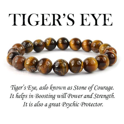 Certified Tiger Eye 10 mm Round Bead Bracelet