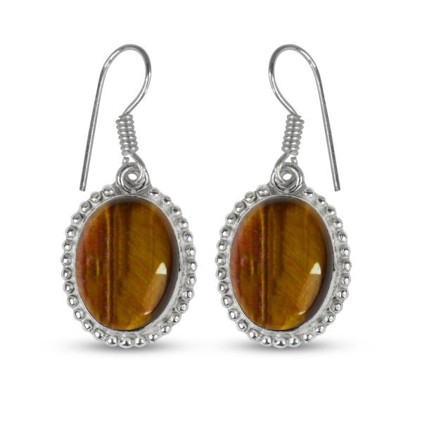 Tiger Eye Crystal Stone Oval Shape Earring
