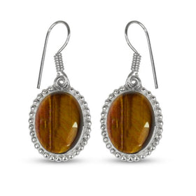 Natural Tiger Eye Oval Earrings for Women Reiki Charged