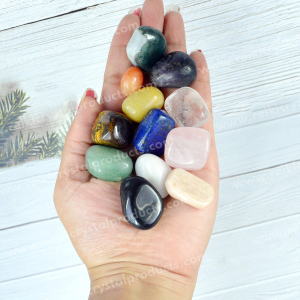12 Chakra Tiger Eye Tumble Stone Kit