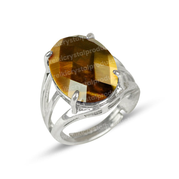 Natural Crystal Gemstone Adjustable Oval Shape Ring