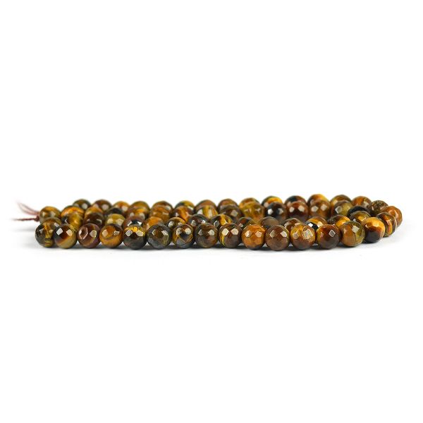 Tiger Eye gemstone 6mm round faceted beads strand
