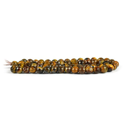 Tiger Eye gemstone 6mm round faceted beads strand