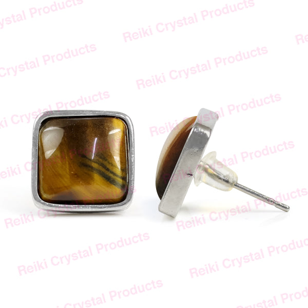 Natural Crystal Stone Square Earrings / Tpos / Studs for Girls Women