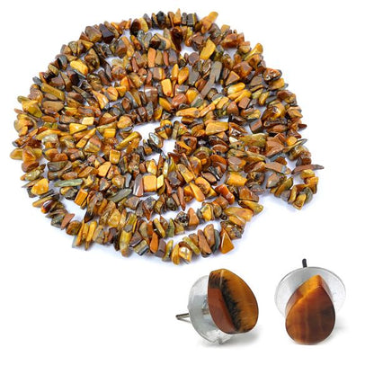 Natural Crystal Stone Chip Beads Mala Necklace with Earring for Girls & Women