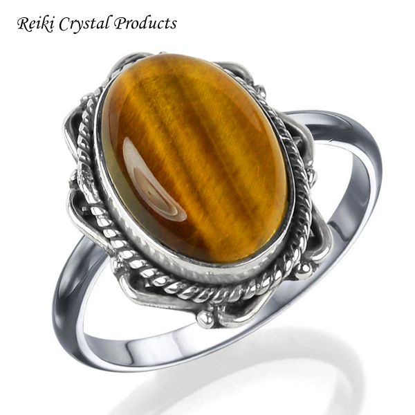 Natural Crystal Gemstone Adjustable Silver Ring