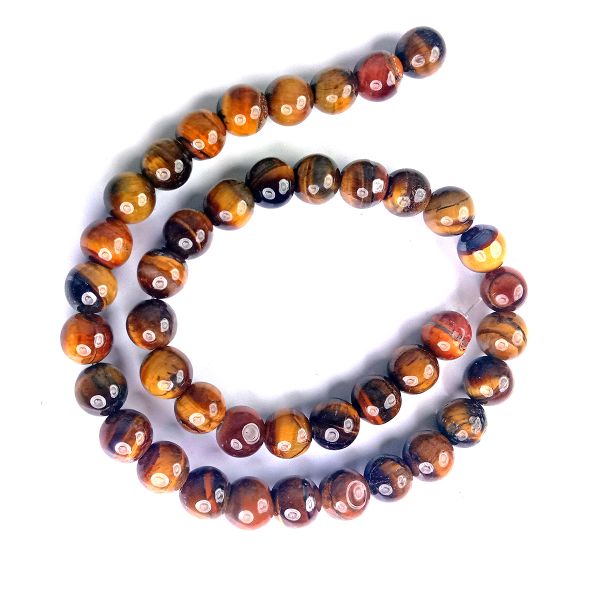 Tiger Eye 10 mm Round Loose Beads 35-40 pcs for Making Bracelet Mala Necklaces