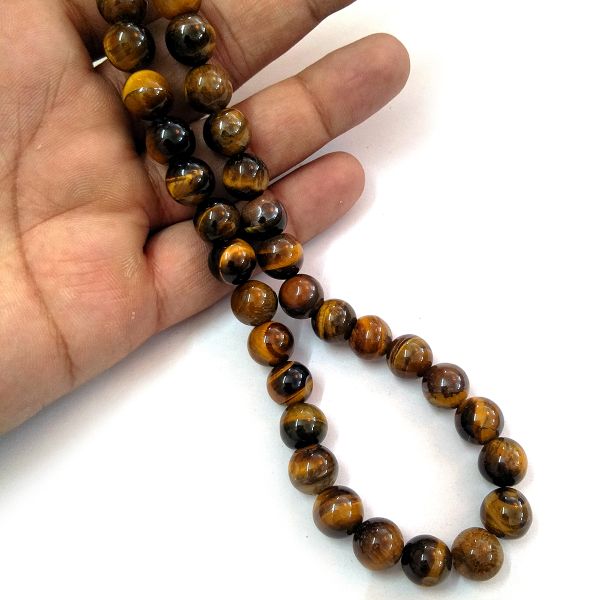 Tiger Eye 10 mm Round Loose Beads 35-40 pcs for Making Bracelet Mala Necklaces
