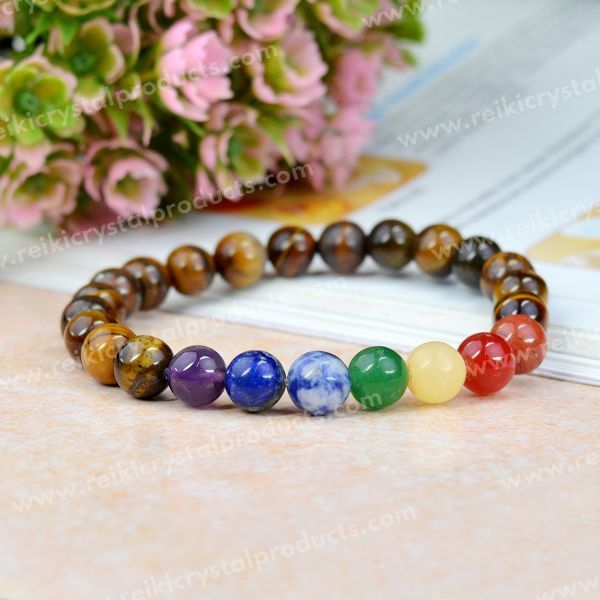 Natural Crystal Stone with 7 Chakra 8 mm Bracelet for Unisex
