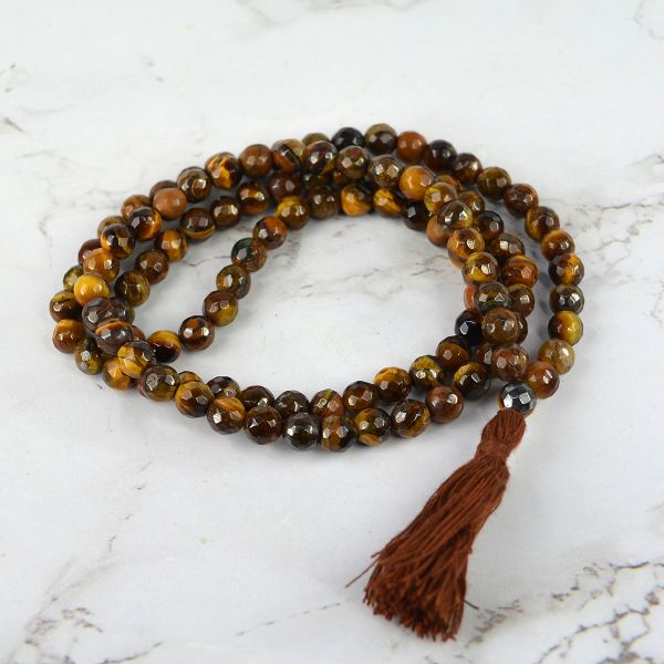 Natural Crystal Stone 6 mm 108 Faceted Beads Jaap Mala for Unisex