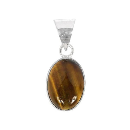 Natural Tiger Eye Oval Shape Pendant Locket with Metal Chain for Unisex