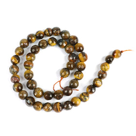 Natural Tiger Eye 8mm faceted loose beads strand