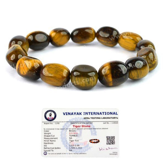 Certified Tiger Eye Big Round Tumble Bracelet Charged By Reiki Grand Master & Vastu Expert