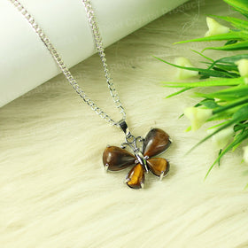 Natural Butterfly Shape Pendant - Locket with Chain for Women Girls