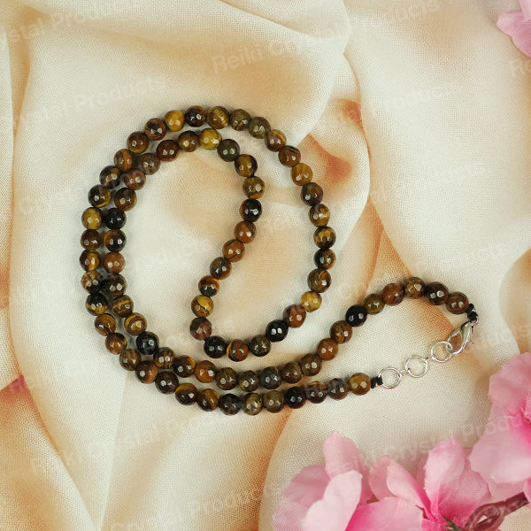 Natural Crystal Stone 6 mm Faceted Bead Necklace for Women & Girls