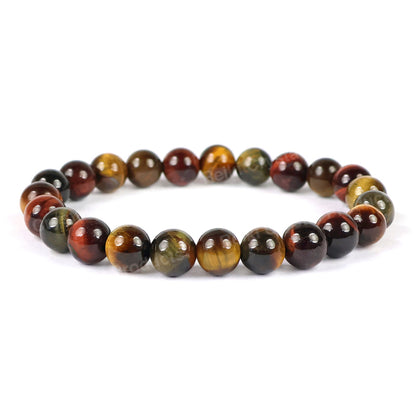 Natutal Multi Tiger Eye Bracelet 8 mm Round Beads Bracelet for Unisex