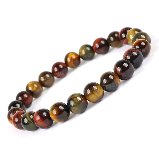 Natutal Multi Tiger Eye Bracelet 8 mm Round Beads Bracelet for Unisex